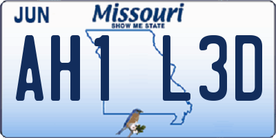 MO license plate AH1L3D