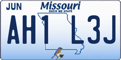 MO license plate AH1L3J