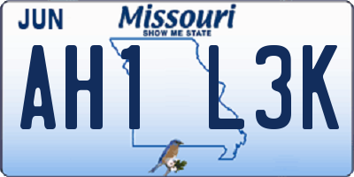 MO license plate AH1L3K