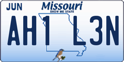 MO license plate AH1L3N