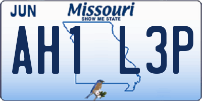 MO license plate AH1L3P