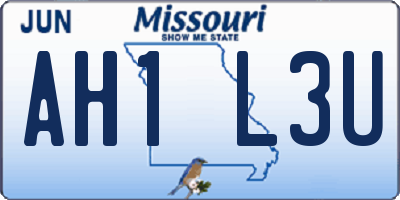 MO license plate AH1L3U