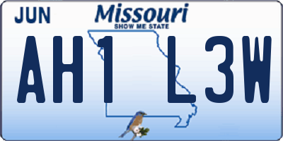 MO license plate AH1L3W