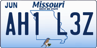 MO license plate AH1L3Z