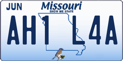 MO license plate AH1L4A