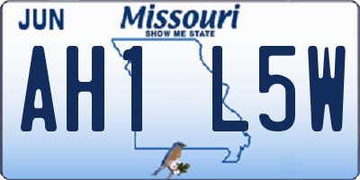 MO license plate AH1L5W