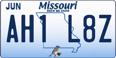 MO license plate AH1L8Z