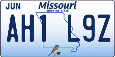 MO license plate AH1L9Z