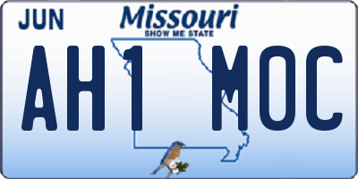 MO license plate AH1M0C