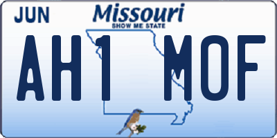 MO license plate AH1M0F