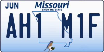 MO license plate AH1M1F