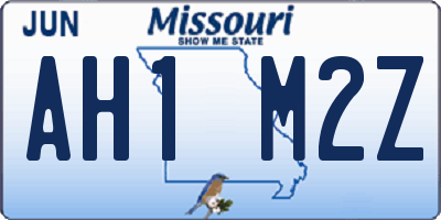 MO license plate AH1M2Z