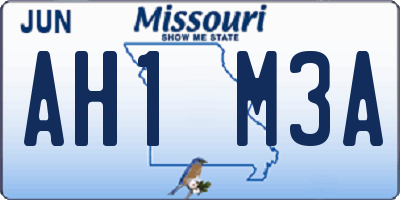 MO license plate AH1M3A