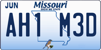 MO license plate AH1M3D