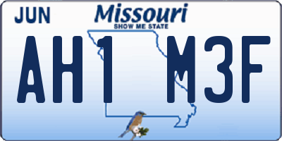 MO license plate AH1M3F