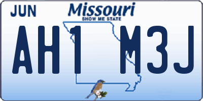 MO license plate AH1M3J