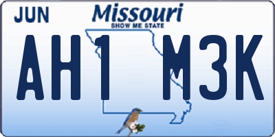 MO license plate AH1M3K