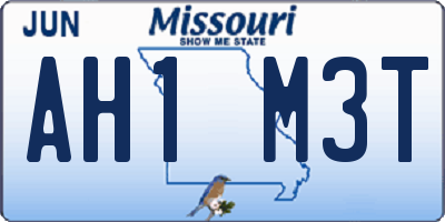 MO license plate AH1M3T