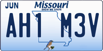 MO license plate AH1M3V