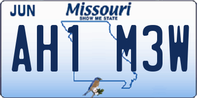 MO license plate AH1M3W