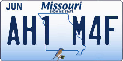 MO license plate AH1M4F