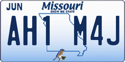 MO license plate AH1M4J