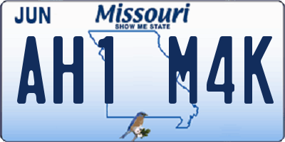 MO license plate AH1M4K