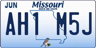 MO license plate AH1M5J