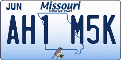 MO license plate AH1M5K