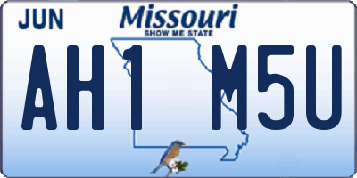 MO license plate AH1M5U