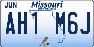 MO license plate AH1M6J