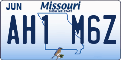 MO license plate AH1M6Z