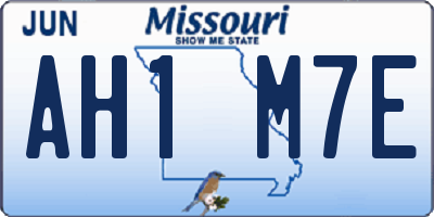 MO license plate AH1M7E