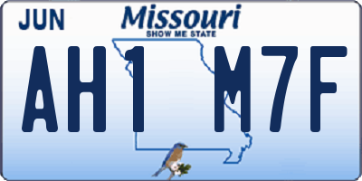 MO license plate AH1M7F