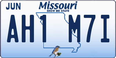 MO license plate AH1M7I