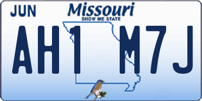 MO license plate AH1M7J