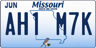 MO license plate AH1M7K