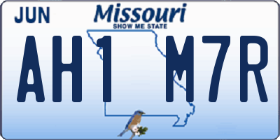 MO license plate AH1M7R