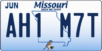 MO license plate AH1M7T