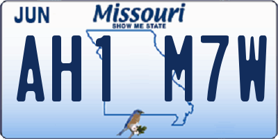 MO license plate AH1M7W