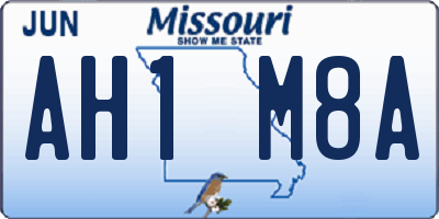 MO license plate AH1M8A