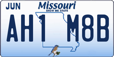 MO license plate AH1M8B