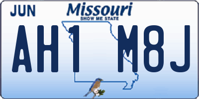 MO license plate AH1M8J