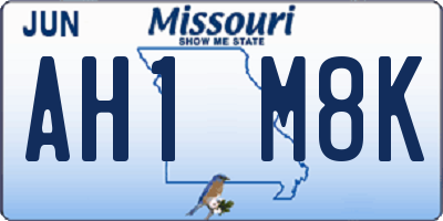 MO license plate AH1M8K