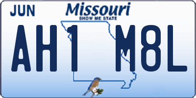 MO license plate AH1M8L