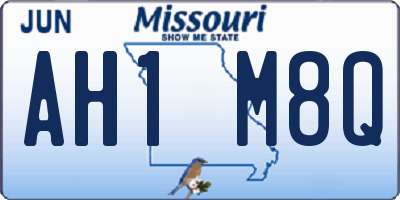 MO license plate AH1M8Q