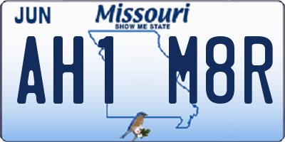 MO license plate AH1M8R