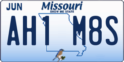 MO license plate AH1M8S