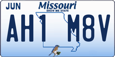 MO license plate AH1M8V