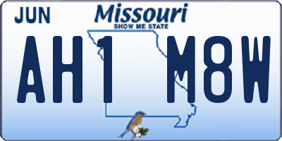 MO license plate AH1M8W